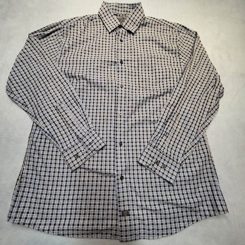 FX Fusion Button Up Shirt‎ Mens L Plaid Long Sleeve Preppy